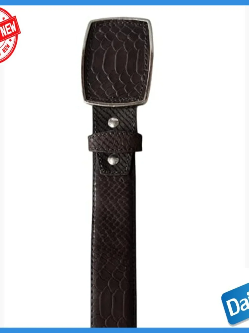Genuine Leather Western Belt with Removable Buckle, Python Print, Size 34